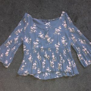 Floral cropped long sleeve shirt
